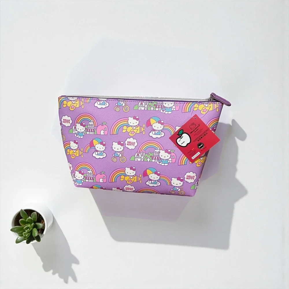 Hello Kitty Purple Lavender Cosmetic Bag‎ Pouch Rainbow Dream Zipper Closure